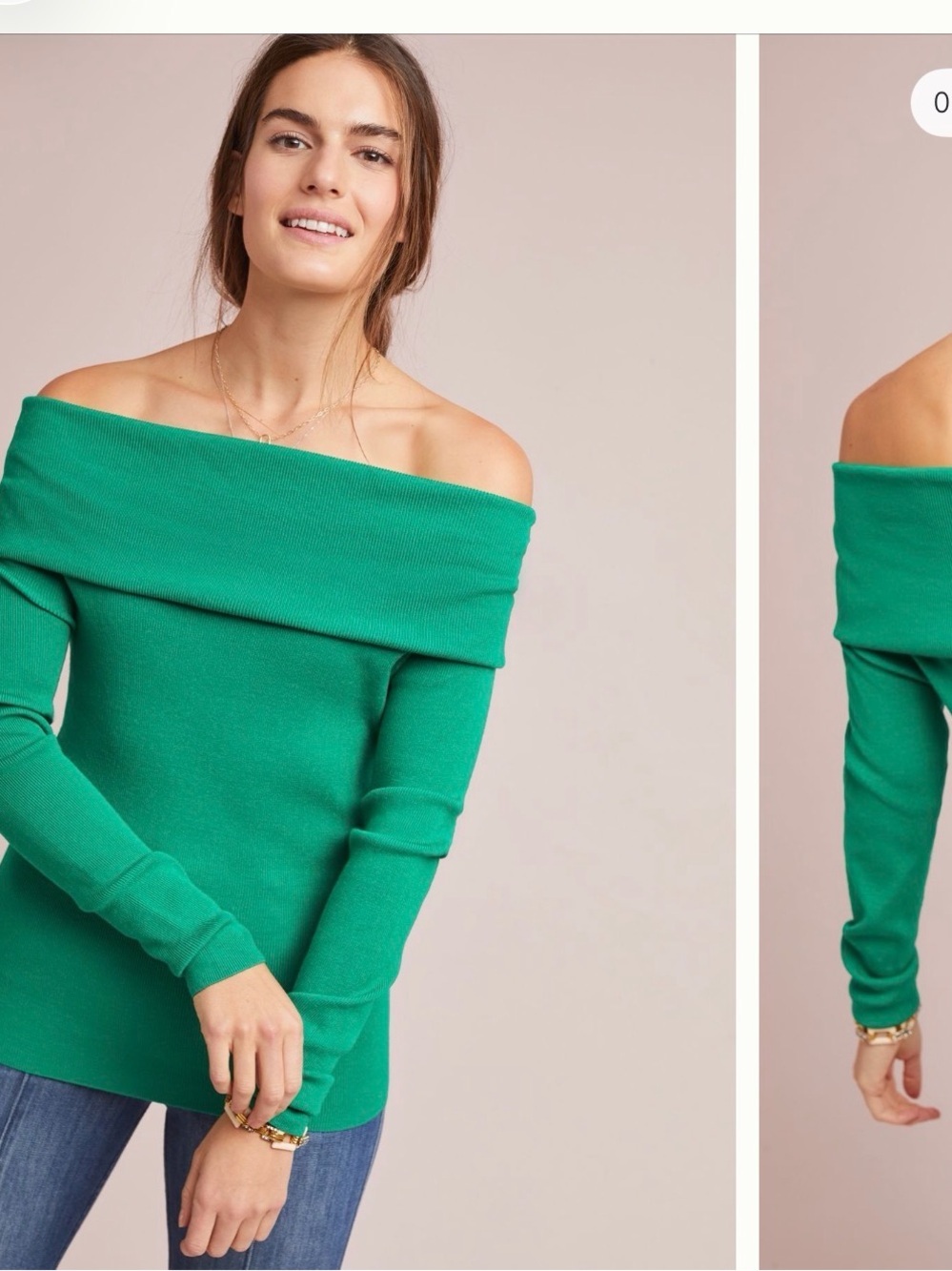 Anthropologie Off-the-Shoulder Sweater in Bright Green